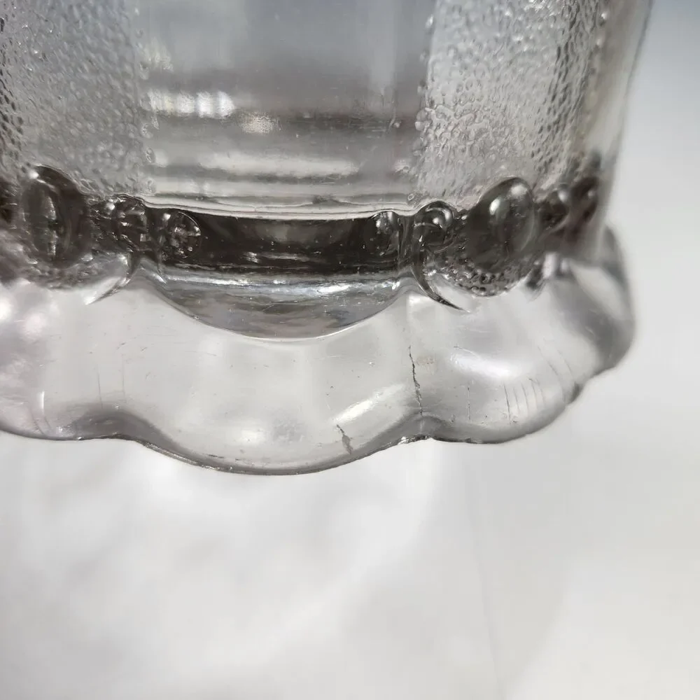 Antique US Glass EAPG Pitcher Kansas Pattern Jewel & Dewdrop 1901 Vase As FOUND